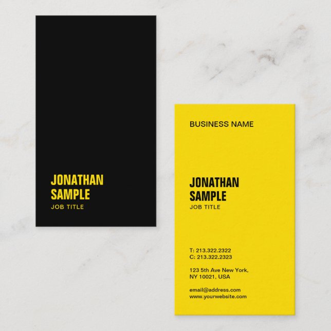 Maßgeschneiderte moderne Elegant Schwarz und Gold Visitenkarte (Vorne/Hinten)