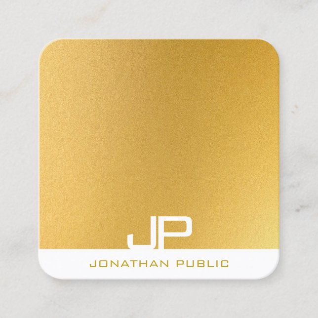 Maßgeschneiderte, moderne, elegante Monogram Gold  Quadratische Visitenkarte (Vorderseite)