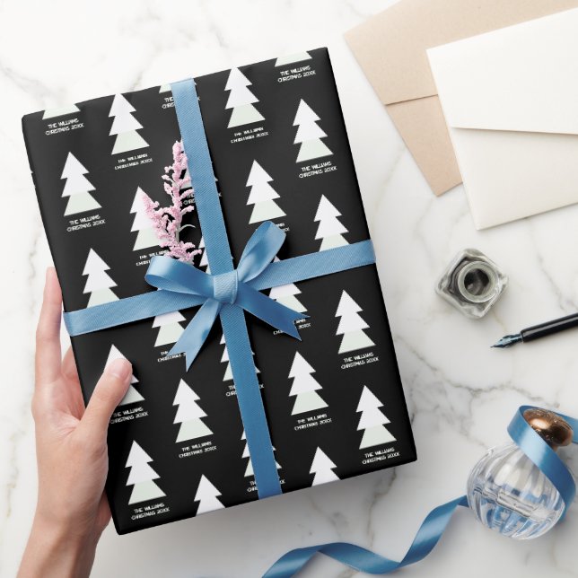 Maßgeschneiderte moderne Minimalistische Schwarz-W Geschenkpapier (Schenken)