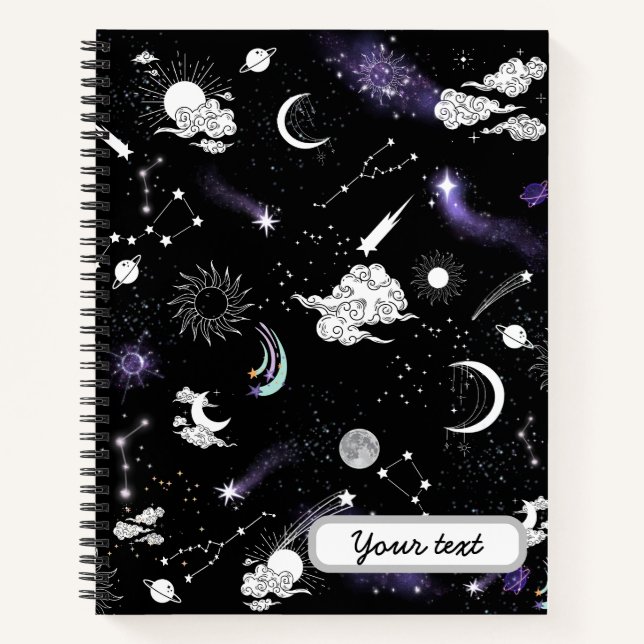 Maßgeschneiderte moderne Niedlich Galaxy Himmelsst Notizbuch (Vorderseite)