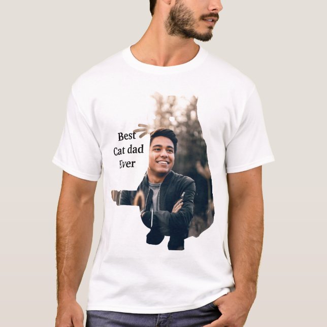 Maßgeschneiderte moderne niedliche Cat-Fotovorlage T-Shirt (Vorderseite)