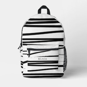 Maßgeschneiderte, moderne Schwarz-Weiß-Linien Abst Bedruckter Rucksack