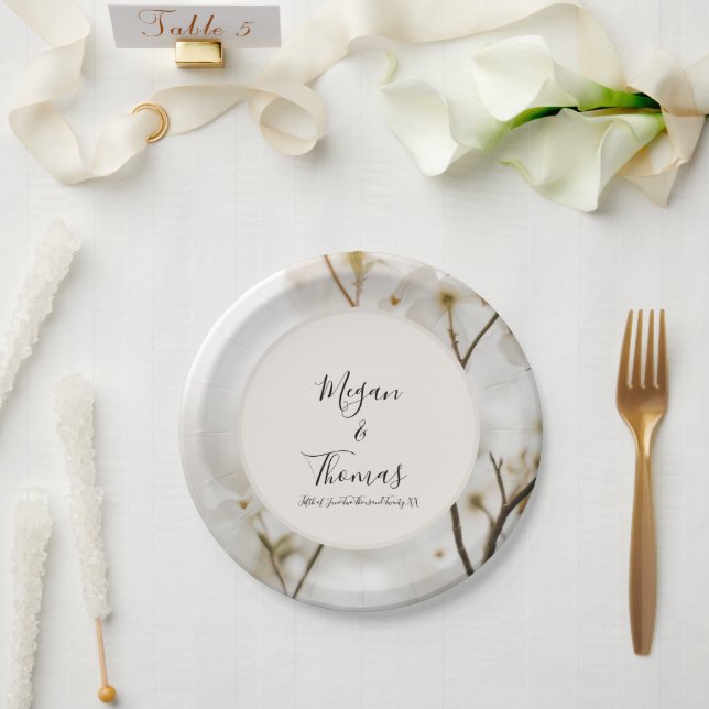 Maßgeschneiderte moderne, weiche, florale Hochzeit Pappteller (Hochzeit)