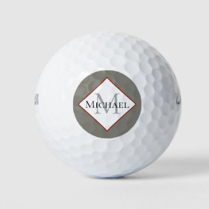 Maßgeschneiderte Monogram Gray Red Golf Balls Golfball