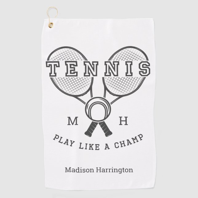 Maßgeschneiderte Monogramm-Bezeichnung TENNIS Golf Golfhandtuch (Vorderseite)