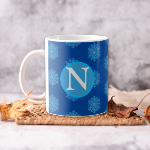 Maßgeschneiderte Monogramm erste "N" Blue Coffee T Kaffeetasse