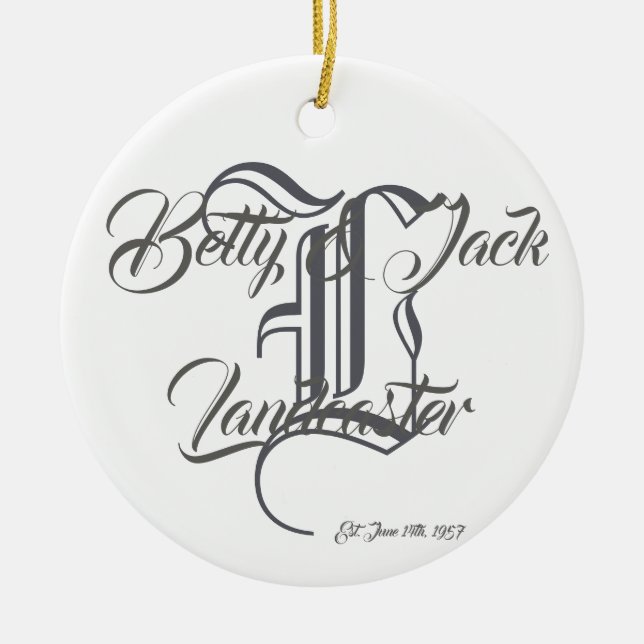 Maßgeschneiderte Monogramm-Familiendekoration Keramik Ornament (Vorne)