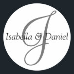 Maßgeschneiderte Monogramm-Hochzeitbridal-Coupels Runder Aufkleber<br><div class="desc">Maßgeschneiderte Aufkleber für den Umschlag Aufkleber von Monogram-Hochzeitbridal</div>