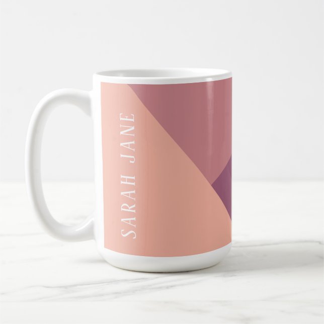 Maßgeschneiderte Monogramm-Tasse, moderne rosa tri Kaffeetasse (Links)