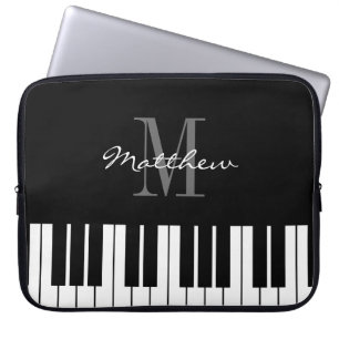 Maßgeschneiderte Monogramm-Tasten für schwarz-weiß Laptopschutzhülle