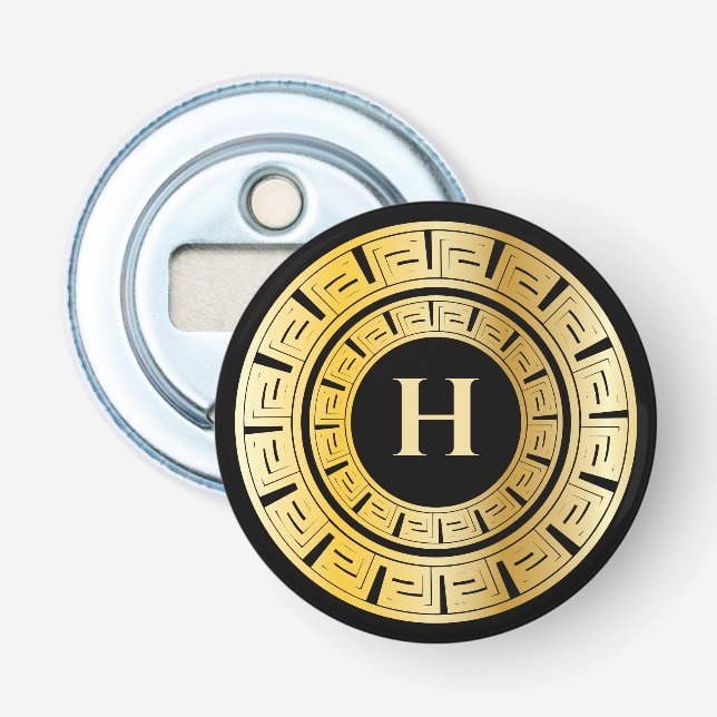 Maßgeschneiderte Monogramme für Schwarz und Gold-R Flaschenöffner (Vorderseite)