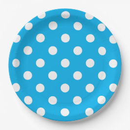 Maßgeschneiderte niedlich-blaue Polka-Punkte für K Pappteller