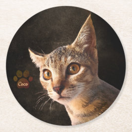Maßgeschneiderte Niedliche Katze Katzen Dosenvorla Runder Pappuntersetzer
