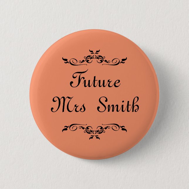 Maßgeschneiderte Orange Floral Swirl Border Future Button (Vorderseite)
