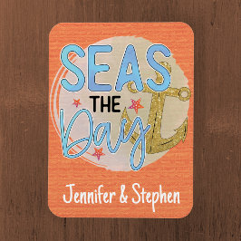 Maßgeschneiderte Orangenmeere als Tagesdecke Magnet