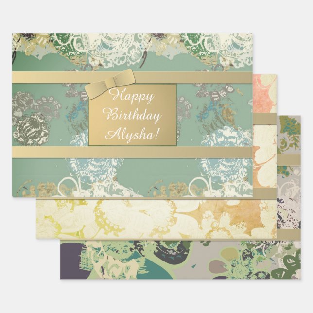 Maßgeschneiderte Original Art Blumenbearbeitung Geschenkpapier Set (Set)