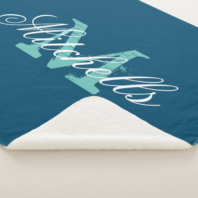 Maßgeschneiderte, ozeblauer mittelgroße weiche Fle Sherpadecke (3/4)