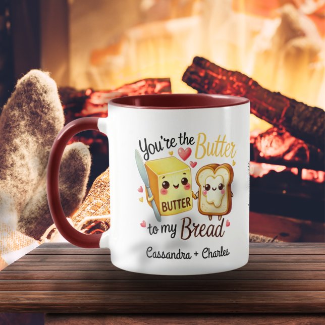 Maßgeschneiderte Paare Niedlich "Butter to My Brot Tasse (Customized Couples Cute "Butter to My Bread" Mug)