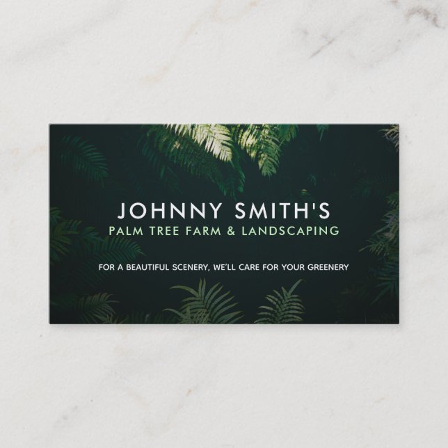 Maßgeschneiderte Palm Tree Farm Business Cards Visitenkarte (Vorderseite)