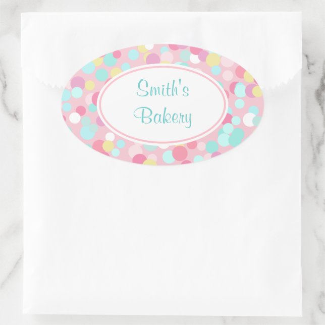 Maßgeschneiderte Pastelldots Oval Stickers (Tasche)
