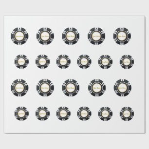 Maßgeschneiderte Poker-Chips Schwarz-weißes Goldmu Geschenkpapier