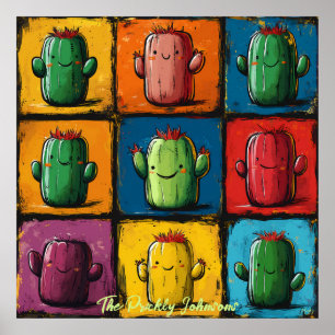 Maßgeschneiderte Pop Art Cactus Grid Wall Art Poster