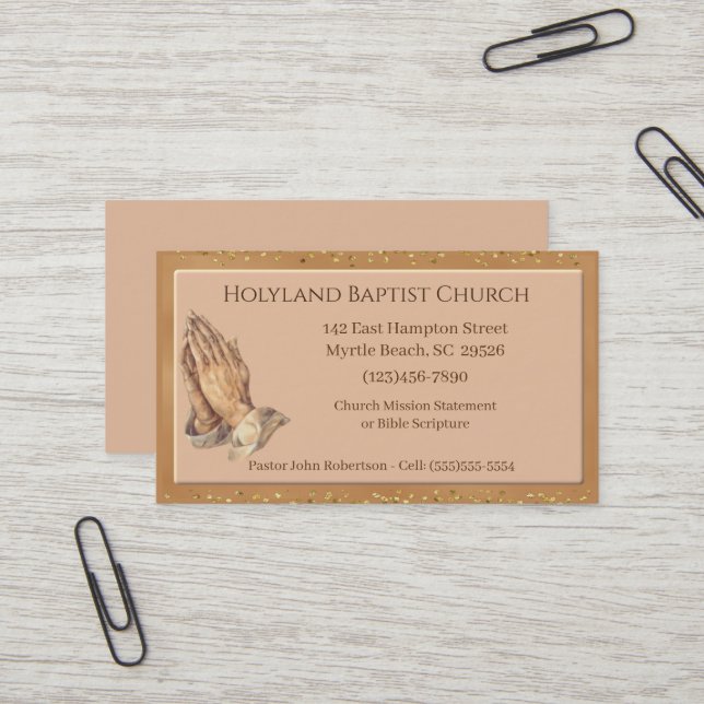 Maßgeschneiderte Praying Hands Church Business Car Visitenkarte (Vorderseite/Rückseite Beispiel)