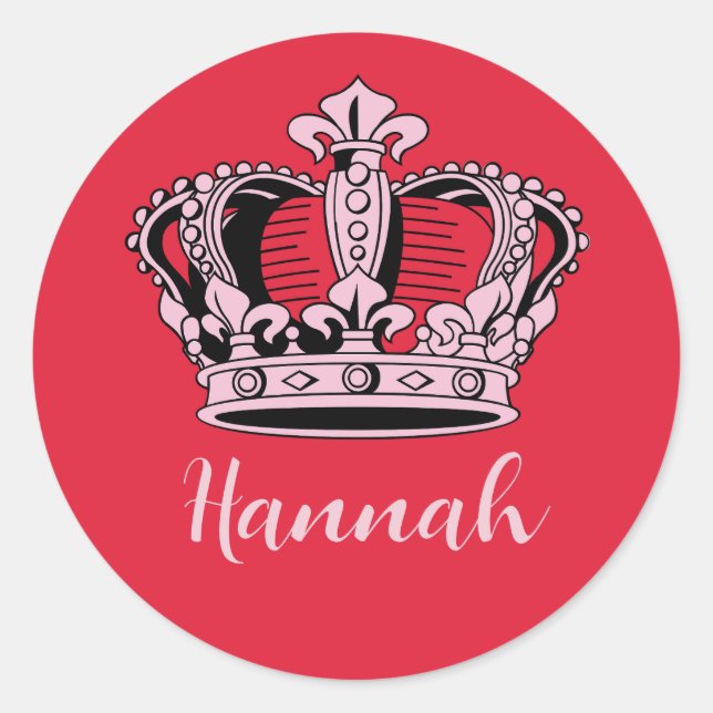 Maßgeschneiderte Prinzessin Queen Crown Runder Aufkleber (Vorderseite)