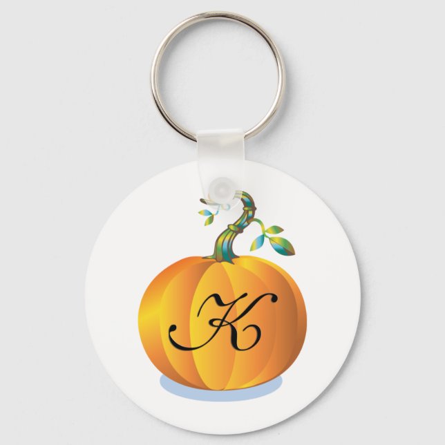 Maßgeschneiderte Pumpkin-Initial K Schlüsselanhänger (Vorderseite)