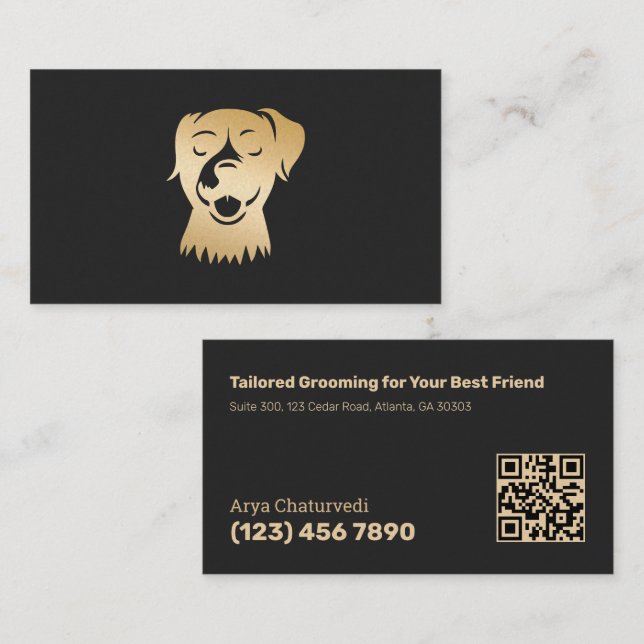 Maßgeschneiderte QR Dog Grooming Telefonnummerkarte (Vorne/Hinten)