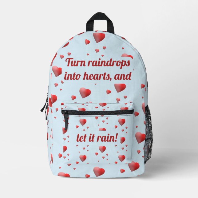 Maßgeschneiderte Rain Hearts Bedruckter Rucksack (Vorderseite)