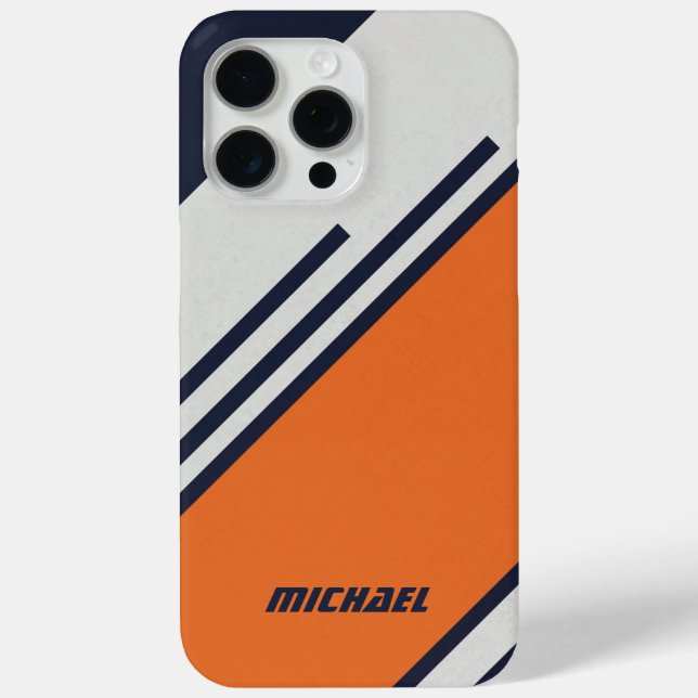 Maßgeschneiderte Retro-Streifen in blau Orange Case-Mate iPhone Hülle (Rückseite)