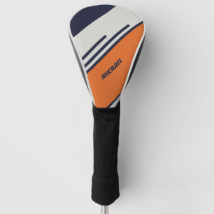 Maßgeschneiderte Retro-Streifen in blau Orange Golf Headcover