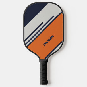 Maßgeschneiderte Retro-Streifen in blau Orange Pickleball Schläger