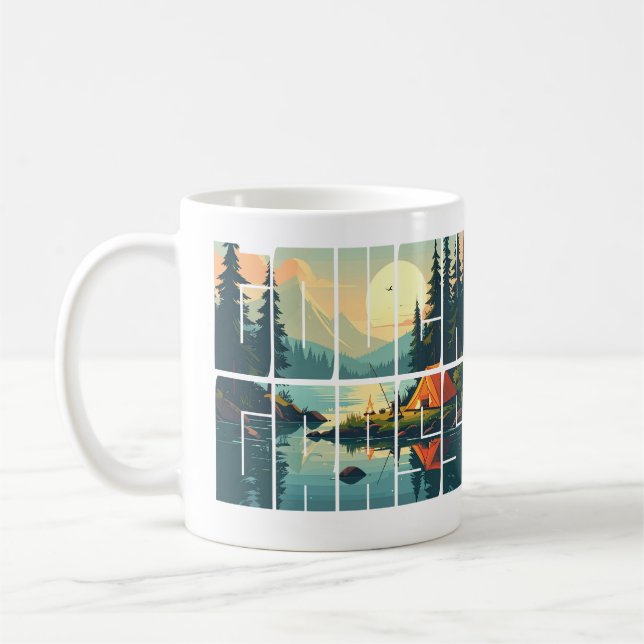 Maßgeschneiderte Retro-Touch Gras im Freien Typogr Kaffeetasse (Links)