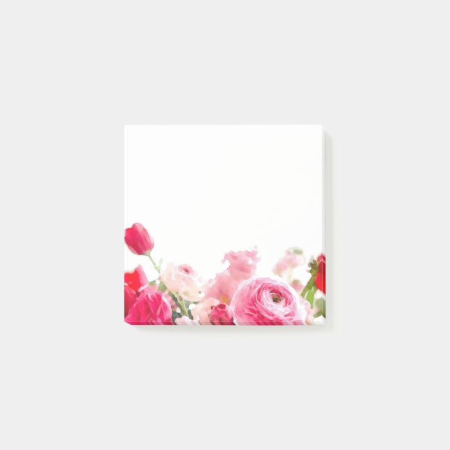 Maßgeschneiderte Rose Blume Wasserfarbenblende Post-it Klebezettel (Vorderseite)