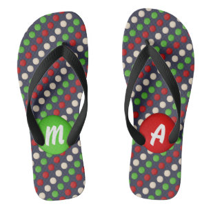 Maßgeschneiderte rot-grüne weiße Punkte Flip Flops