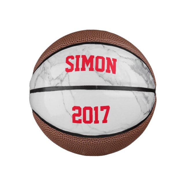 Maßgeschneiderte Rot-Marmor-Textur Mini Basketball (Vorderseite)