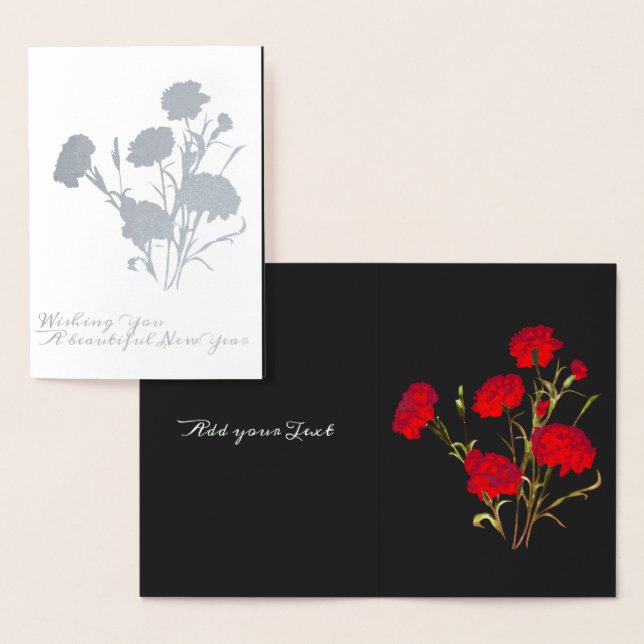 Maßgeschneiderte rote Carnation Bloral Black New Y Folienkarte (Anzeige)