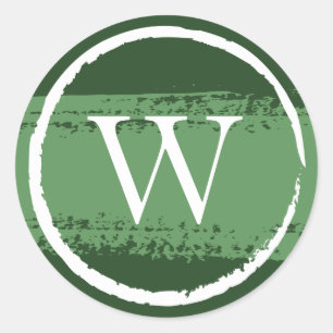 Maßgeschneiderte Round Monogram Stickers Grün un