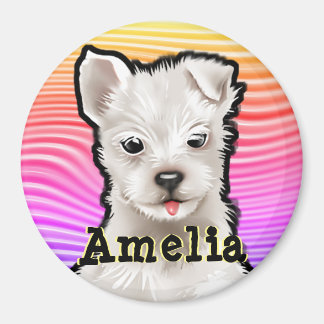 Maßgeschneiderte runde Magnet-Regenbogen-Welpen. Magnet