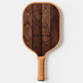 Maßgeschneiderte rustikale Holztextur & Hirschmono Pickleball Schläger