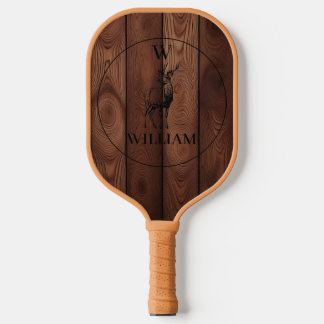 Maßgeschneiderte rustikale Holztextur & Hirschmono Pickleball Schläger