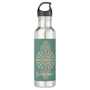 Maßgeschneiderte Sage & Sand Retro Ornamental Mand Edelstahlflasche