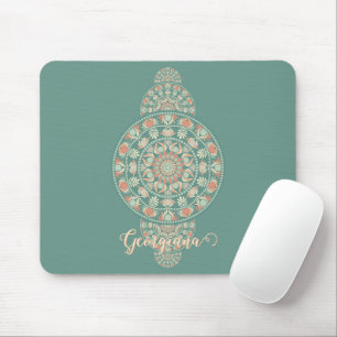 Maßgeschneiderte Sage & Sand Retro Ornamental Mand Mousepad