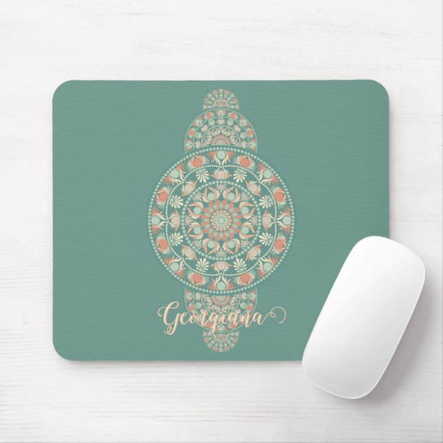 Maßgeschneiderte Sage & Sand Retro Ornamental Mand Mousepad (Mit Mouse)