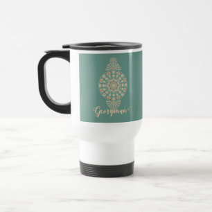 Maßgeschneiderte Sage & Sand Retro Ornamental Mand Reisebecher