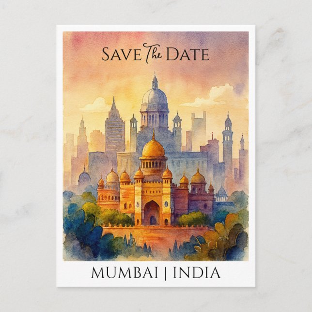Maßgeschneiderte Save the Date Mumbai India Wasser Postkarte (Vorderseite)