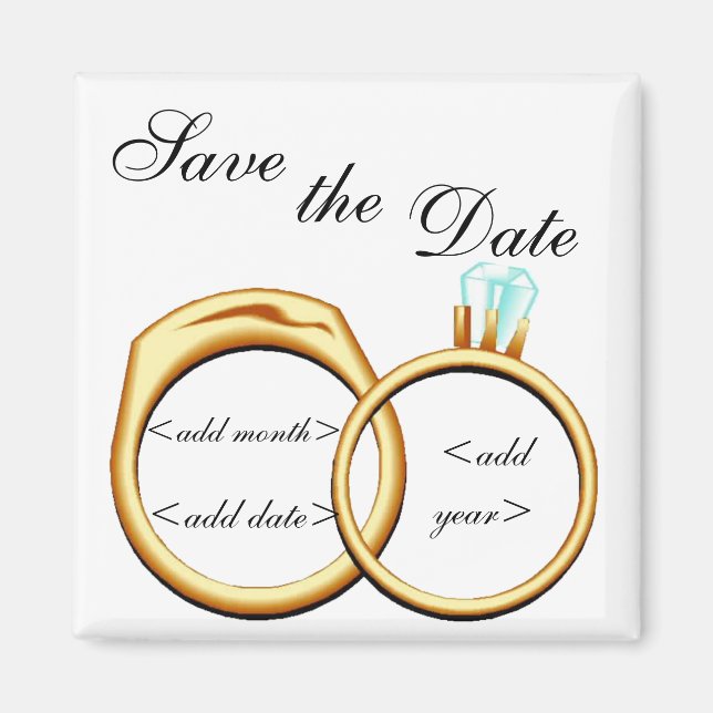 Maßgeschneiderte Save the Date Rings Magnet (Vorne)