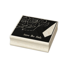 Maßgeschneiderte Save the Date Rote Rosen und eine Gummistempel